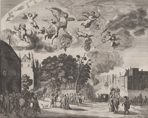 II. Károly beszáll Hágába egy hintón a Mauritshuisokkal a jobb oldalon, a Verha...-ból, 1660. alkotó: Pieter Philippe