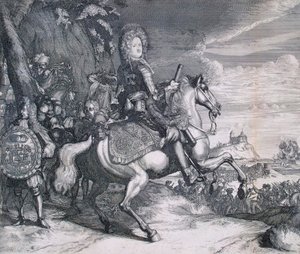 Alekszandr Danilovics Mensikov lovas portréja, c1707. alkotó: Pieter Pickaert
