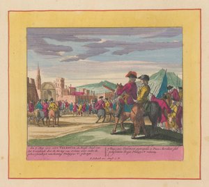 Valencia elfoglalása, 1707 A Háború Színháza, II. Károly király kezdete. Károly királyig III. Meglévő IX. Történelmi alakok egy elefántlevélen, mint csaták, ostromok a vízen és Lande-ban, a fő erődítményekkel alkotó: Pieter Schenk (I)