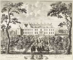 III. Vilmos megérkezése a Hof te Dieren nevű vadászházba, 1691