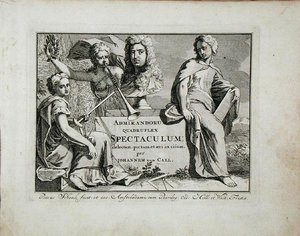 Címlap az „Admirandorum Quadruplex Spectaculum”-ból, Jan van Call (1656-1703), 1715 előtt megjelent (metszet) alkotó: Pieter Schenk