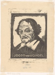 Joost van den Vondel portréja (cím a tárgyon) alkotó: Pieter Willem van Baarsel (signed by artist)