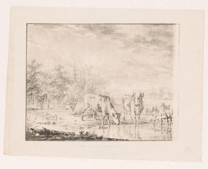 Tehenek a víz mellett alkotó: Pieter de Goeje (attributed to)