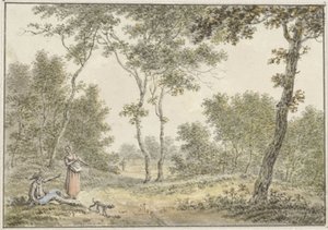 Erdei táj néhány figurával alkotó: Pieter de Goeje