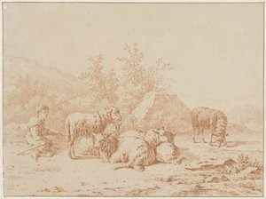Táj a juhász és a csorda alkotó: Pieter de Goeje