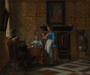 Szabadidő egy elegáns környezetben, kb. 1663-65. alkotó: Pieter de Hooch