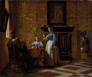 Szabadidő elegáns környezetben, 1663-65 körül (olaj, vászon) alkotó: Pieter de Hooch