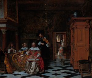 Portré egy zenélő családról alkotó: Pieter de Hooch