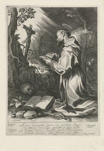 Szent Ferenc térdel a feszület előtt