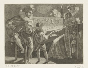 Fáklyafényben zenélő társaság, 1600 körül