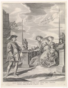 Ferdinánd megkapja a város kulcsait Gent város szűzétől A bíboros-csecsemő örömteli belépése Gentben, 1635 (sorozat címe) alkotó: Pieter de Jode (II)