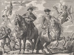 20. tábla: V. Károly és Ferdinánd lóháton, Guillielmus Becanus Serenissimi Pr... című művéből, 1636.