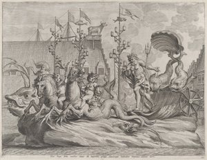 35. tábla: Spanyol Fülöp, mint Neptunusz, két tengeri ló által vontatott szekéren ül, Gu...-ból, 1636.