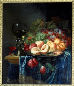 Gyümölcsök és bor. Pieter De Ring (1615-1660) festménye Ec. Hol.
