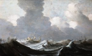 Négy hajó száguld a szélhámos előtt, 1630 alkotó: Pieter the Elder Mulier