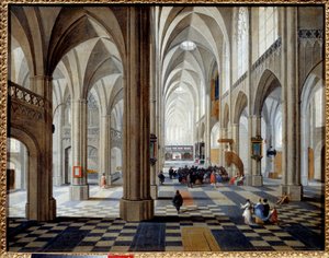 Antwerpeni katedrális belseje. Peeter Neefs festménye: Az öreg (vagy Pieter Neefs I.) (1578-1660) Ec. Nagyzolás.
