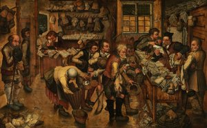 A parasztjogász (olaj a panelen) alkotó: Pieter the Younger (after) Brueghel