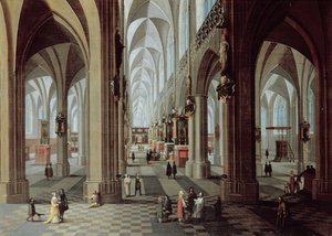 Antwerpeni katedrális belseje (olaj, vászon)