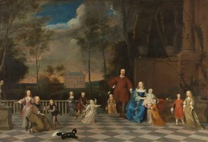Az amszterdami kereskedő, Jeremias van Collen (1619-1707) feleségével és tizenkét gyermekükkel alkotó: Pieter van Anraedt (attributed to)