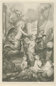 Hírnév, örökkévalóság és írásművészet Címlap: Louis Moréri, Le grand dictionaire historique, 1731 alkotó: Pieter van Gunst