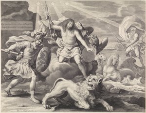 Promóciós nyomat XIV. Lajos allegorikus ábrázolásával, mint Jupiterrel, 1659