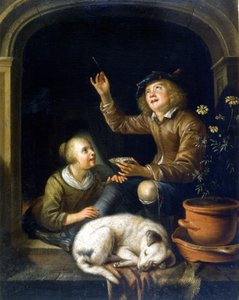A szappanbuborék. Pieter Cornélisz van Slingelandt (1625 - 1691) festménye. Milánói Castello Múzeum.