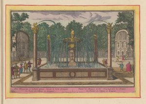 A töviskivonat szökőkútja az Aranjuez királyi palota kertjében A Harpyen és a Toonpluysertjen szökőkútja Aranjuesben (cím a tárgyon) Theatrum Hispaniae (...) (sorozat címe)