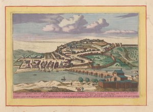 Kilátás a portugál Coimbra városára Coimbra vagy Coimbra, egy város Portugáliában, a Mondán (cím a tárgyon) Theatrum Hispaniae (...) (sorozat címe)