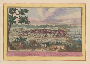 Kilátás Barcelona városára Barcelona, ​​amelyet a Kartaginenserek alapítottak a Földközi-tengeren, Katalóniában (...) (cím a tárgyon) Theatrum Hispaniae (...) (sorozat címe) alkotó: Pieter van den Berge