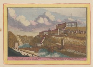 Kilátás az Alcazar de Toledo-ra A toledói királyi palota; a hídnál, a Tajo fölött (cím a tárgyon) Theatrum Hispaniae (...) (sorozat címe) alkotó: Pieter van den Berge