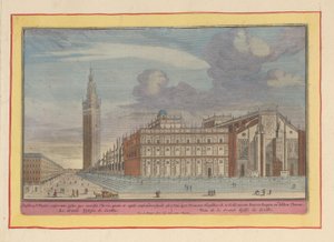 Székesegyház és a Giralda-torony Sevillában Szűzanya templom, Sivilie; magas és vastag Tooren mellett (cím a tárgyon) Theatrum Hispaniae (...) (sorozat címe) alkotó: Pieter van den Berge