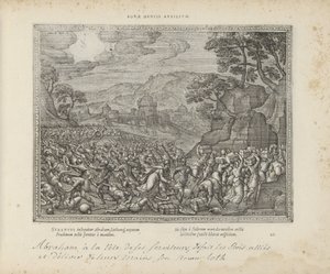 Abraham bevrijdt Lot A jó elme segítsége (cím a tárgyon) A szent jelképek és mindkét testamentum főbb története (Oude Testament) (sorozat címe) Könyvek képei és figurái (sorozat címe) alkotó: Pieter van der Borcht (I)