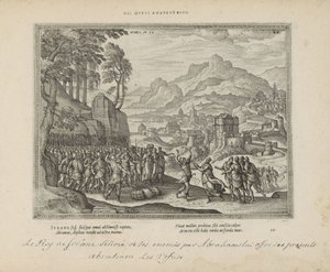 Abraham en de koning van Sodom Legyen ez a vasfal (cím a tárgyon) A szent jelképek és mindkét testamentum főbb története (Oude Testament) (sorozat címe) Könyvek képei és figurái (sorozat címe) alkotó: Pieter van der Borcht (I)