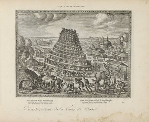 Toren van Babel Elusa mundi potenia (cím a tárgyon) A szent jelképek és mindkét testamentum főbb története (Oude Testament) (sorozat címe) Könyvek képei és figurái (sorozat címe) alkotó: Pieter van der Borcht (I)