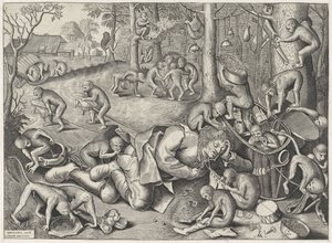 házaló, akit majmok raboltak ki alkotó: Pieter van der Heyden