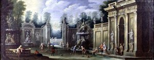Építészeti capriccio figurákkal alkotó: Pietro Paltronieri