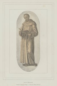Assisi Szent Ferenc (litho) alkotó: Pietro (after) Perugino