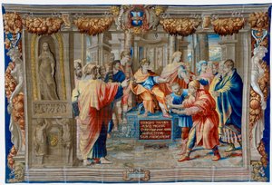 Tizenhetedik századi kárpit, amely Elima varázsló megvakítását ábrázolja alkotó: Pietro 1579 1669 Fevère