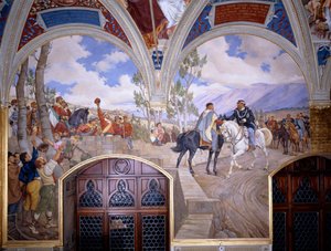 Viktor Emanuel II. Találkozás Giuseppe Garibaldival Teanóban alkotó: Pietro Aldi