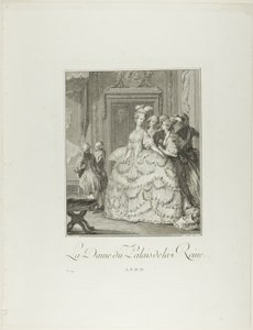A királynő udvarhölgye, a Monument du Costume Physique et Moral de la fin du Dix-huitième siècle című kötetből