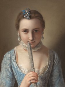 Fiatal nő egy ventilátorral alkotó: Pietro Antonio Rotari