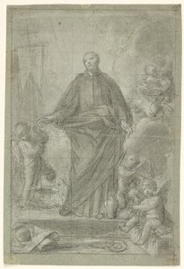 Thiene-i Szent Cajetán (?) puttival körülvéve alkotó: Pietro Antonio de Pietri