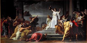 Judith megmutatja a Holoferne dekapitált fejét a népnek Pietro Benvenuti (1769-1844) festménye 1796 V. 417x821 cm Nápoly, Museo di Capodimonte