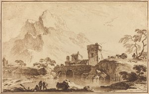 Megerősített híd távoli hegyek ellen alkotó: Pietro Giacomo Palmieri