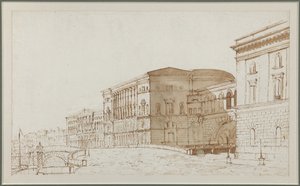 A szentpétervári Ermitázs Színház - Pietro di Gottardo Gonzaga (1751-1831). Toll, ecset, barna színű papíron