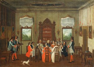 Ebéd a villában, Pietro Longhi iskolájából alkotó: Pietro Longhi