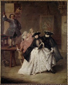A sarlatán - Pietro Longhi (1702-1785) festménye, olaj, vászon, 62x50 cm