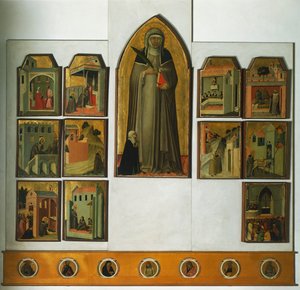 Pietro Lorenzetti (kb. 1280-1348) Áldott alázat oltárképe, táblán tempera és arany alkotó: Pietro Lorenzetti