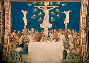 Pietro Lorenzetti keresztrefeszítési freskója (1280/5 1348 körül) 1335-1340 San Francesco-bazilika, Alsótemplom, Assisi