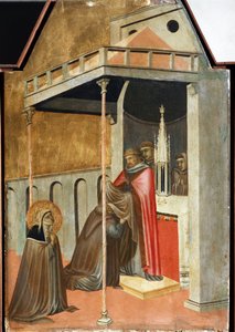Ugolotti felveszi a kolostori szokást (részlet Szent Alázat poliptichon életéből) - Detrempe fán alkotó: Pietro Lorenzetti